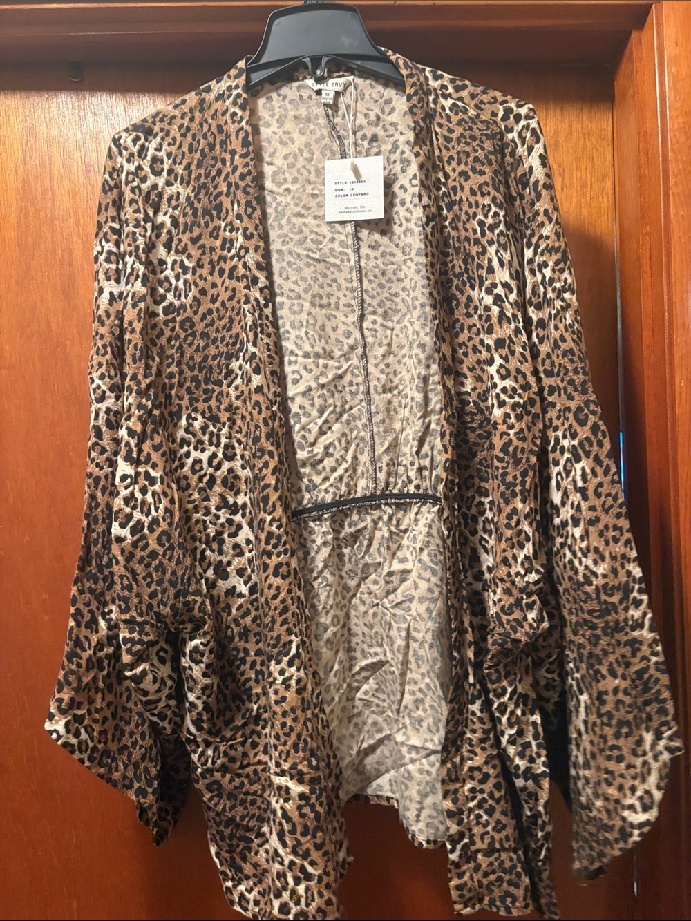 Style Envy Leopard-Print Open Blazer in Brown and Black